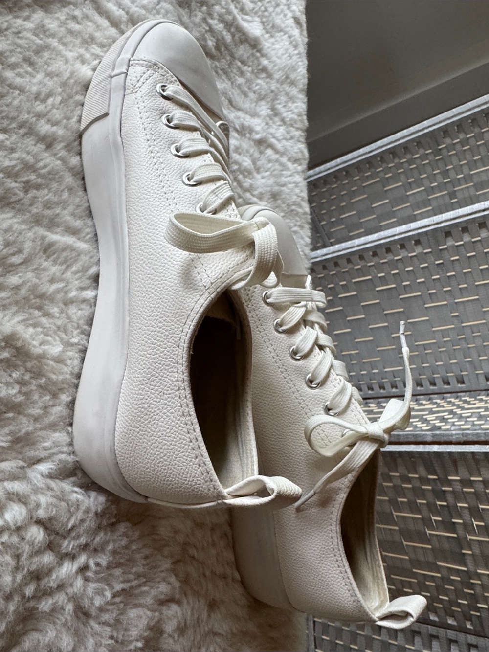 Creamy white Low-Top Lace-Up Sneakers by Primark